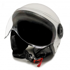 Capacete branco para motocicleta com óculos de proteção tamanho L